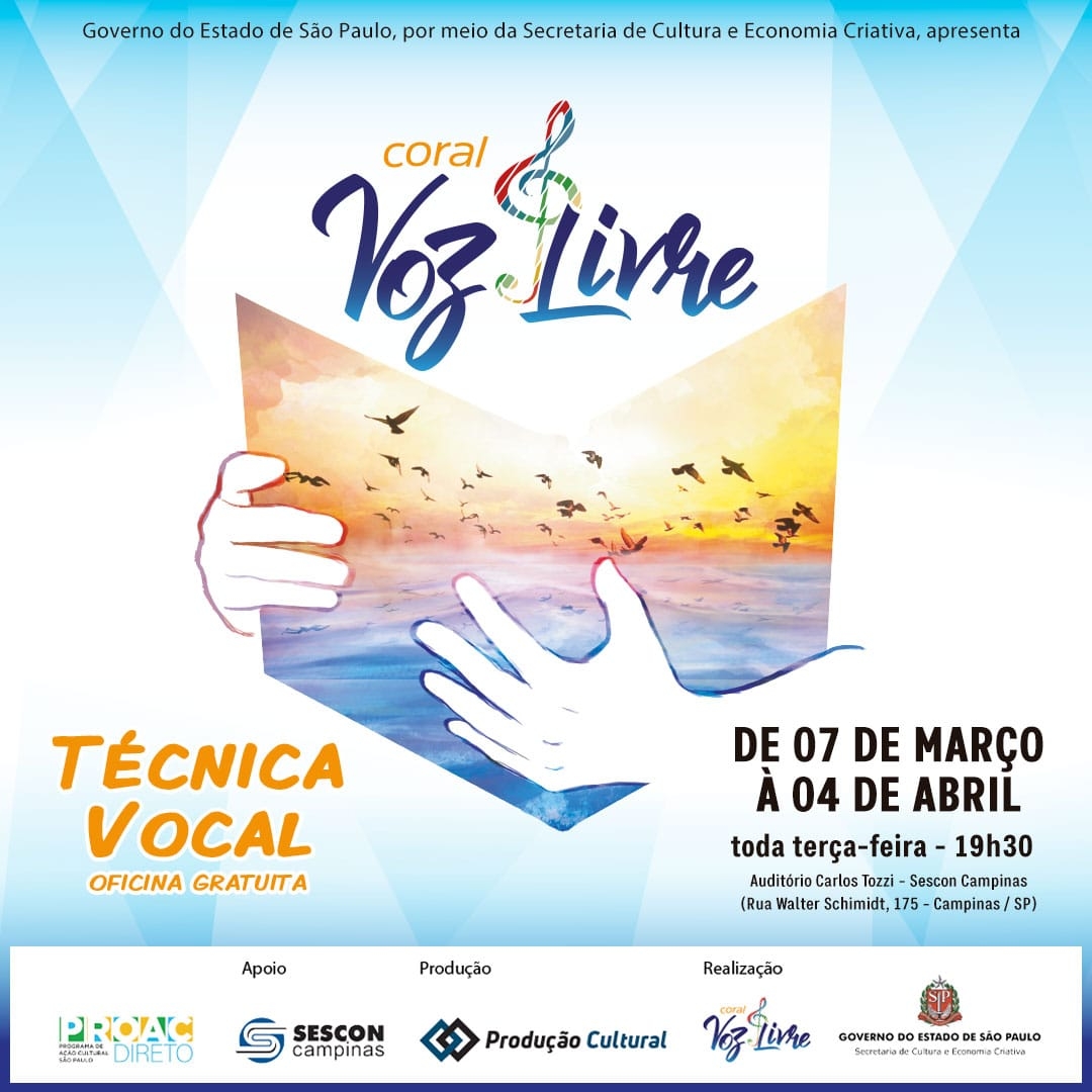 Projeto Coral Voz Livre oferece 50 vagas para oficina de técnica vocal